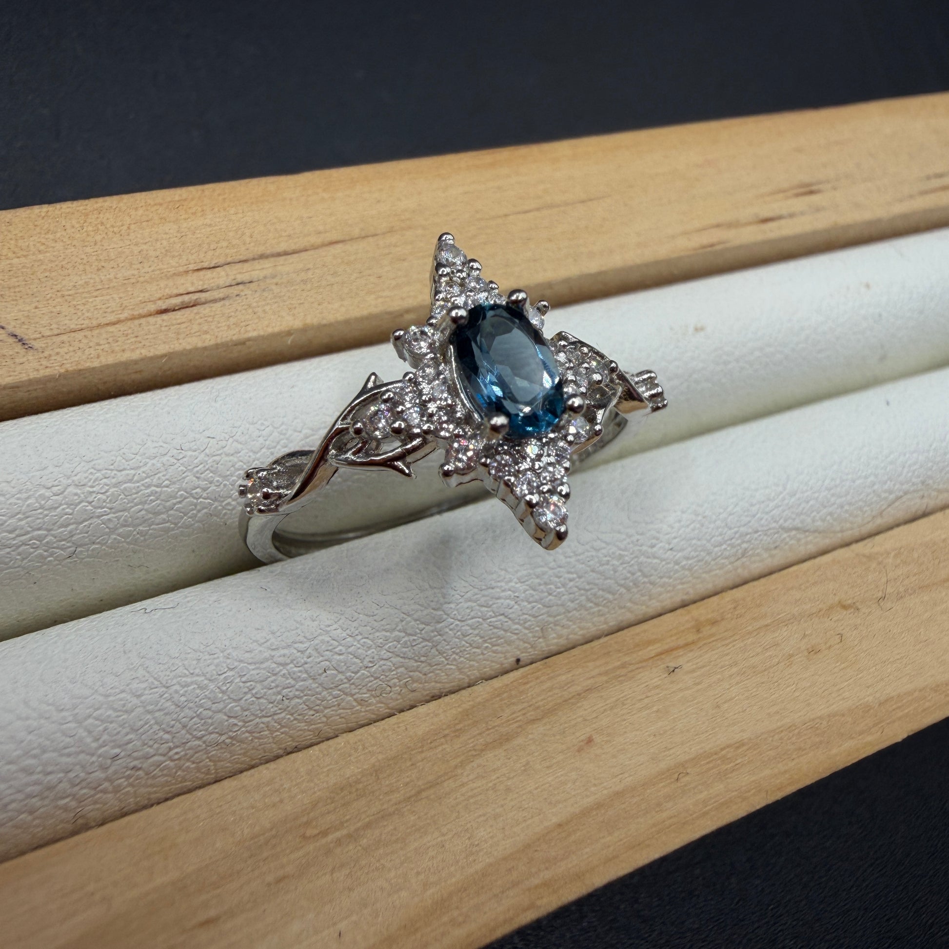 Blue Topaz S925 Adjustable Ring