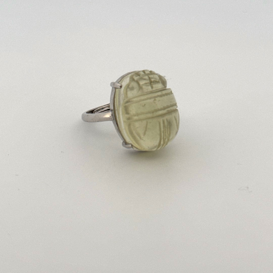 Large Libyan Desert Glass S925 Certified Adjustable Ring