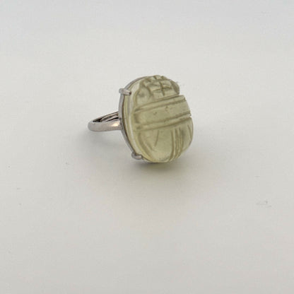 Large Libyan Desert Glass S925 Certified Adjustable Ring