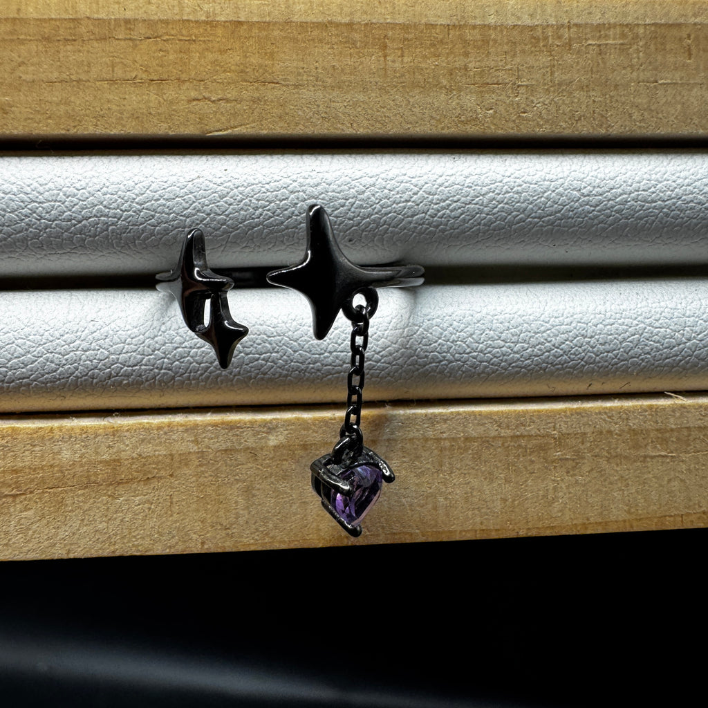Amethyst Drop Star S925 Halloween Ring