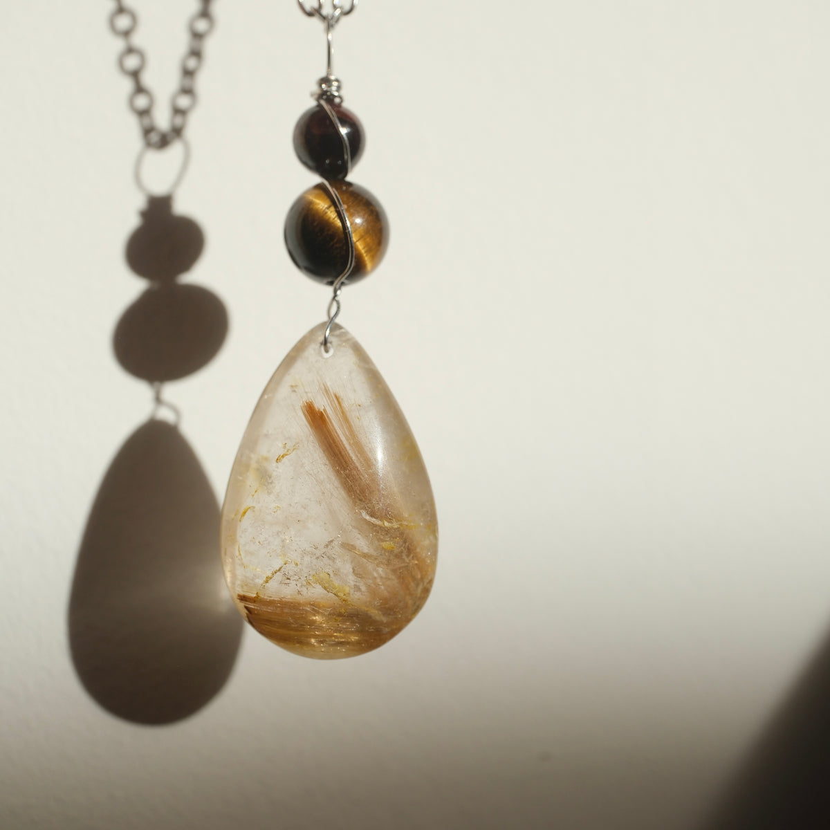 Handmade Golden Rutile Tigers Eye and Garnet Necklace