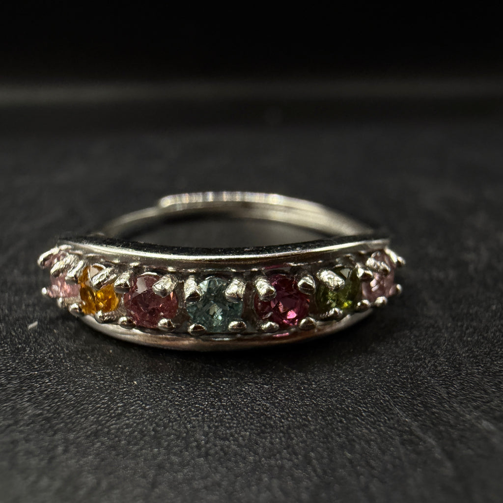 Rainbow Tourmaline S925 Adjustable Ring