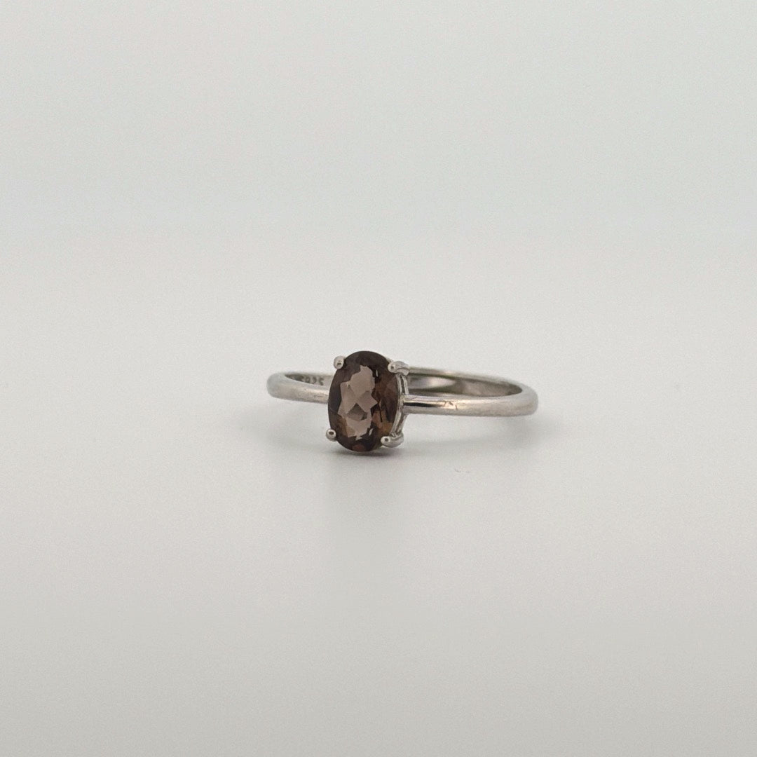 Smokey Quartz S925 Adjustable Ring