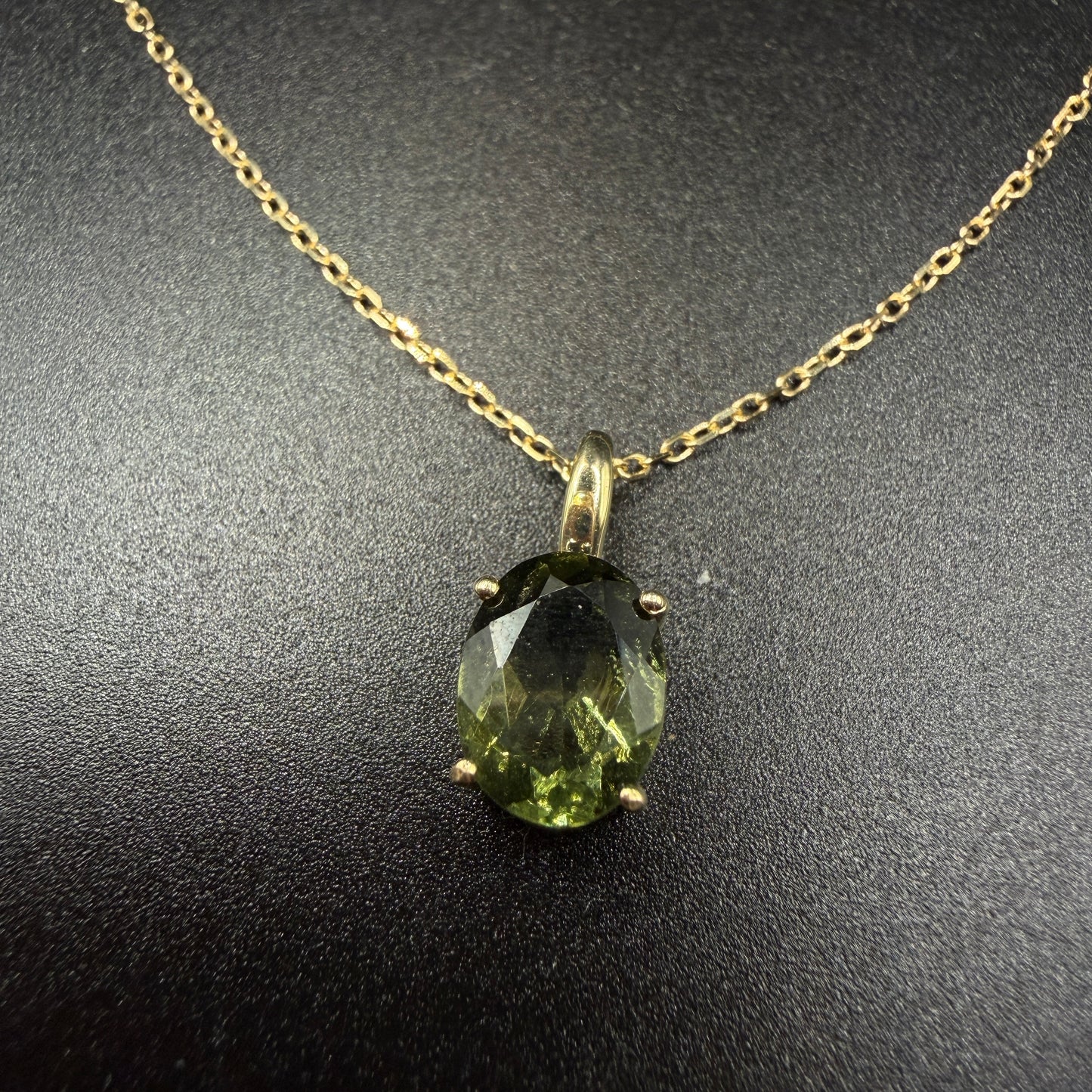 9ct Gold Moldavite Certified Necklace