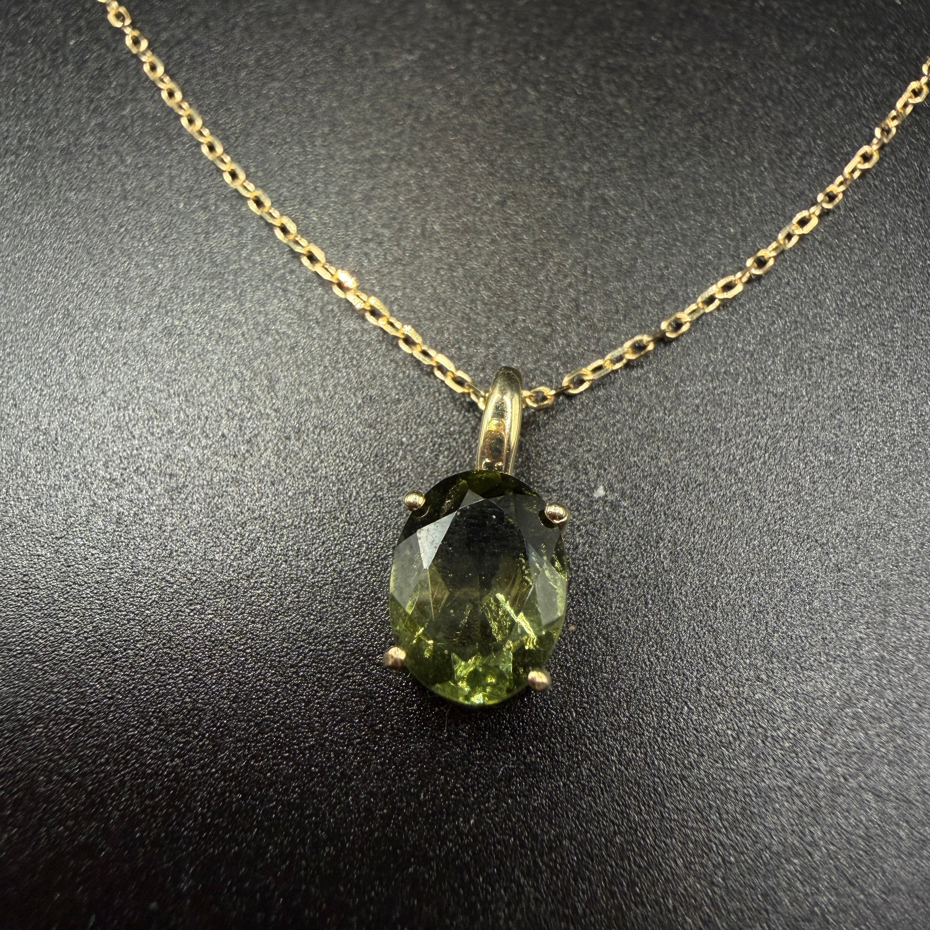 9ct Gold Moldavite Certified Necklace
