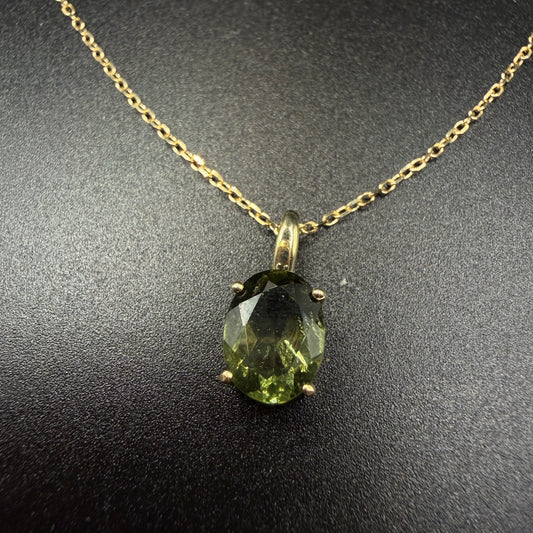 9ct Gold Moldavite Certified Necklace