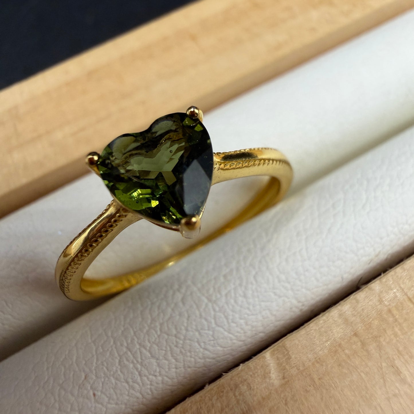 Moldavite S925 Adjustable Certified Gold Ring
