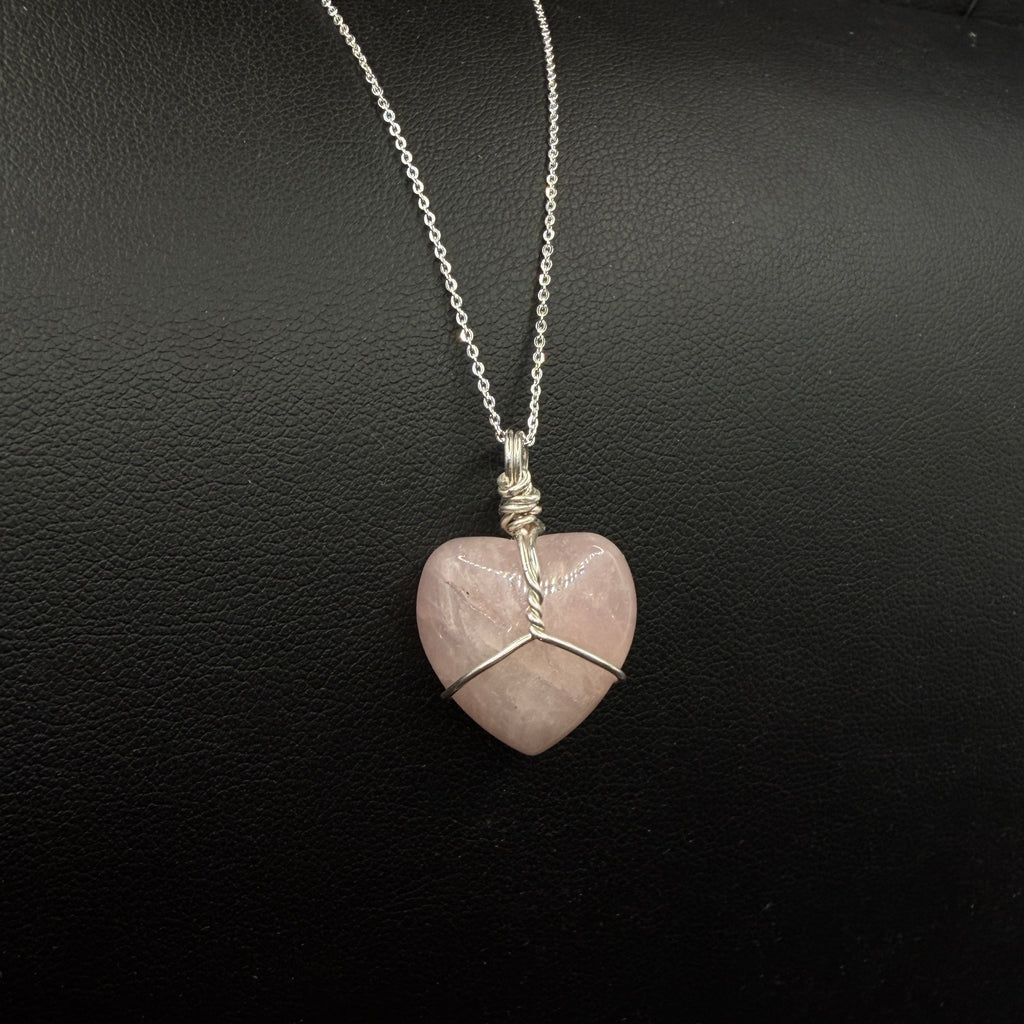 Rose Quartz Heart Handmade S925 Necklace