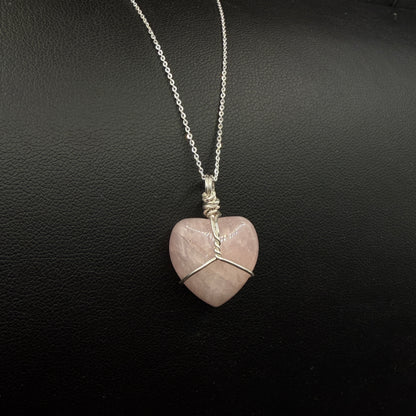 Rose Quartz Heart Handmade S925 Necklace