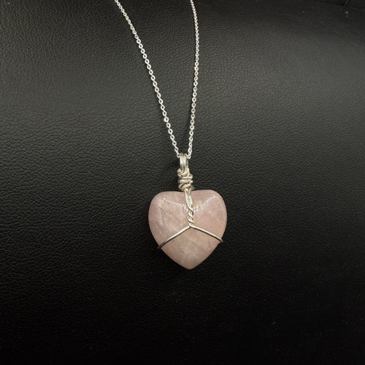 Rose Quartz Heart Handmade S925 Necklace