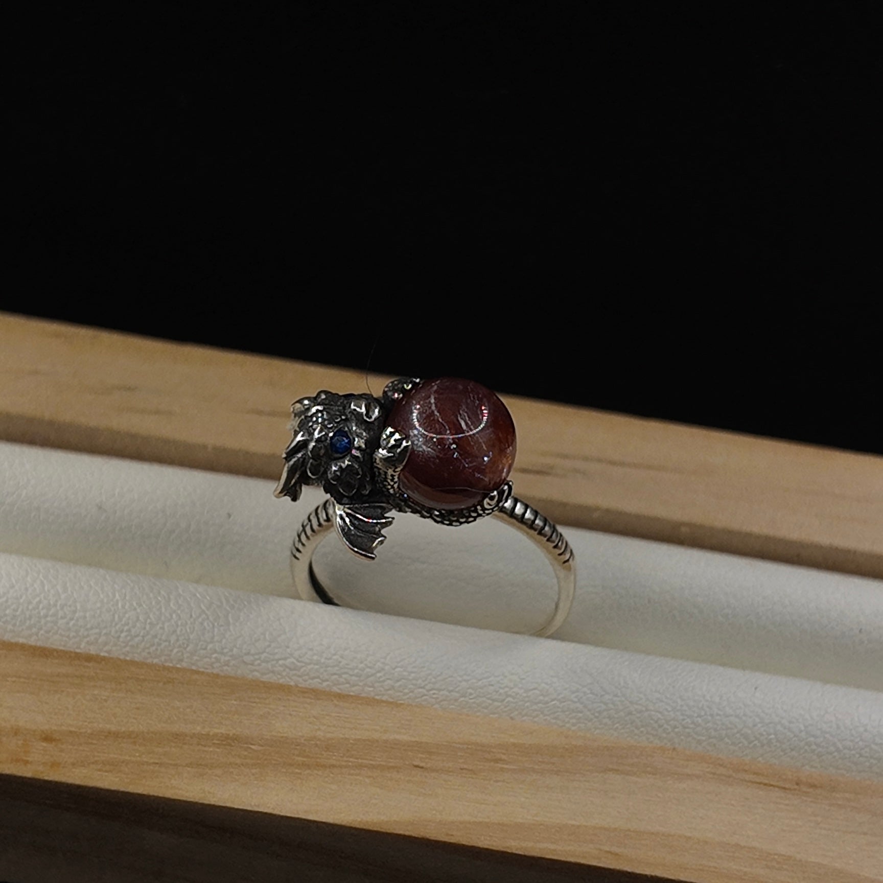Fire Quartz Baby Dragon S925 Adjustable Ring
