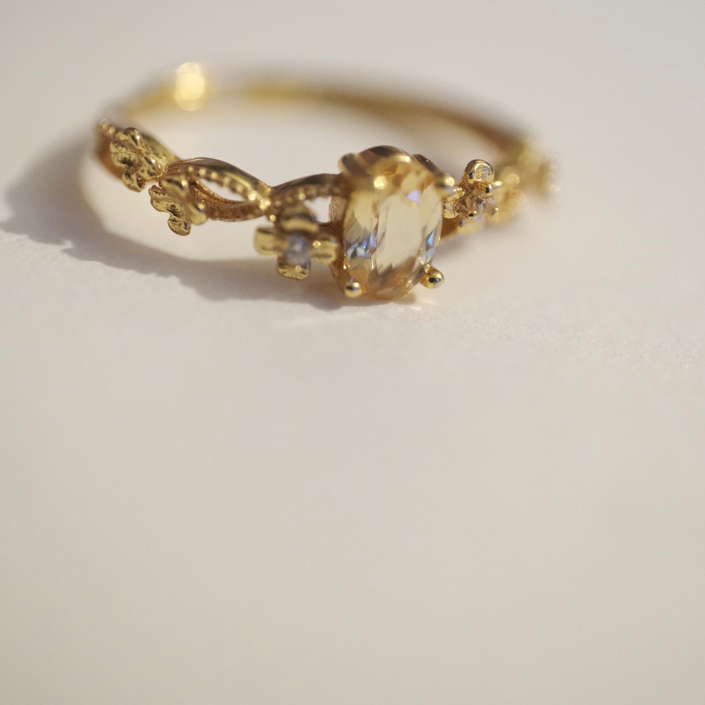 Citrine S925 Gold Adjustable Ring