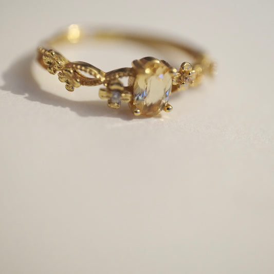 Citrine S925 Gold Adjustable Ring