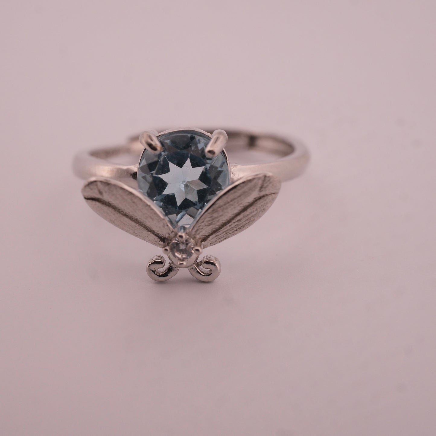 Blue Topaz Bee S925 Adjustable Ring