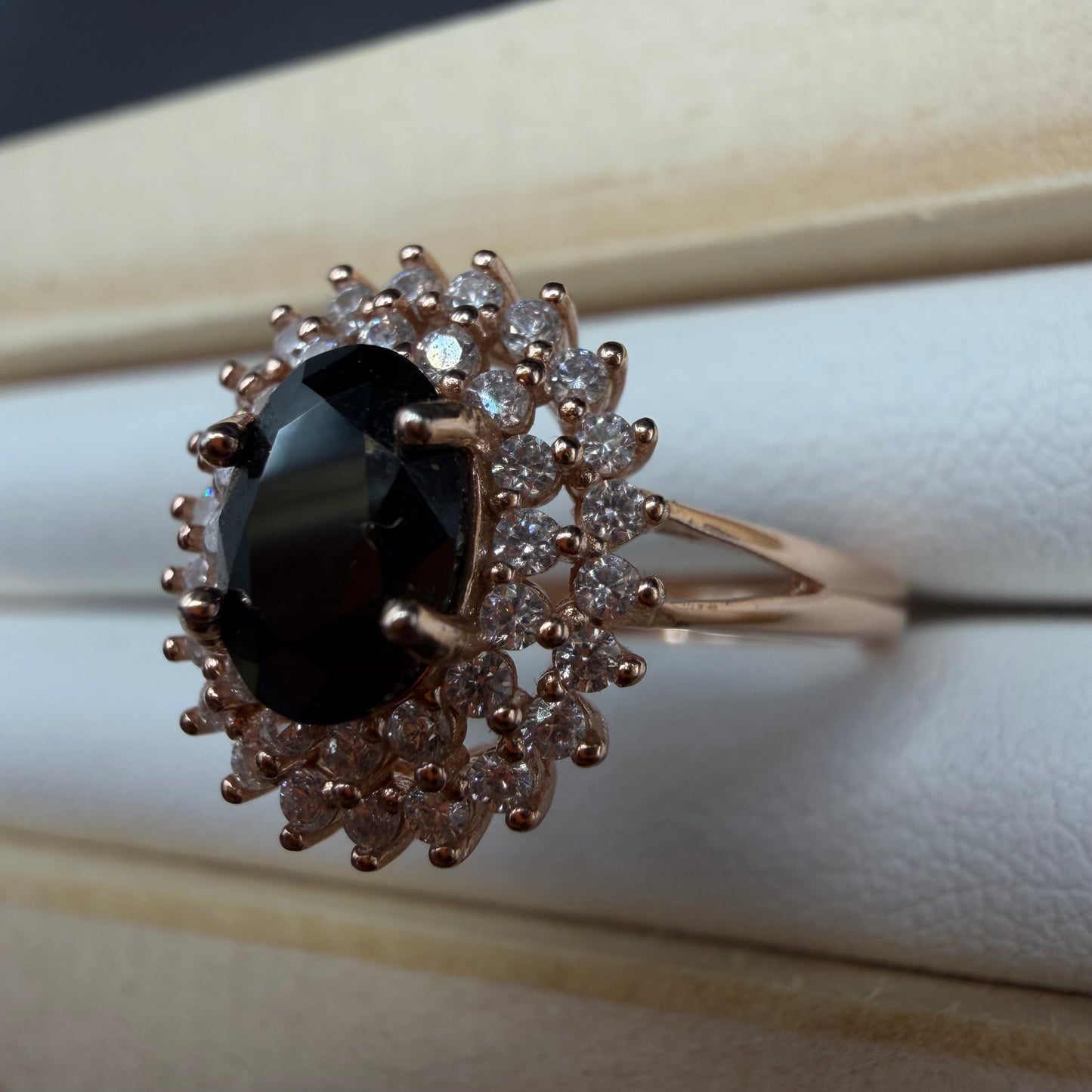 Black Spinel Copper S925 Adjustable Ring