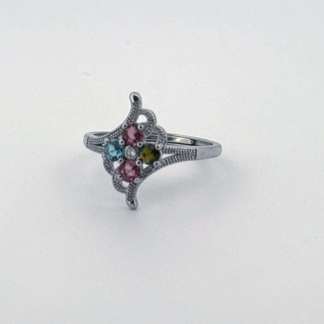 Rainbow Tourmaline S925 Adjustable Ring