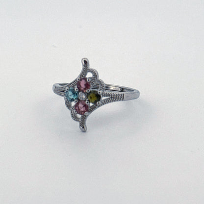 Rainbow Tourmaline S925 Adjustable Ring