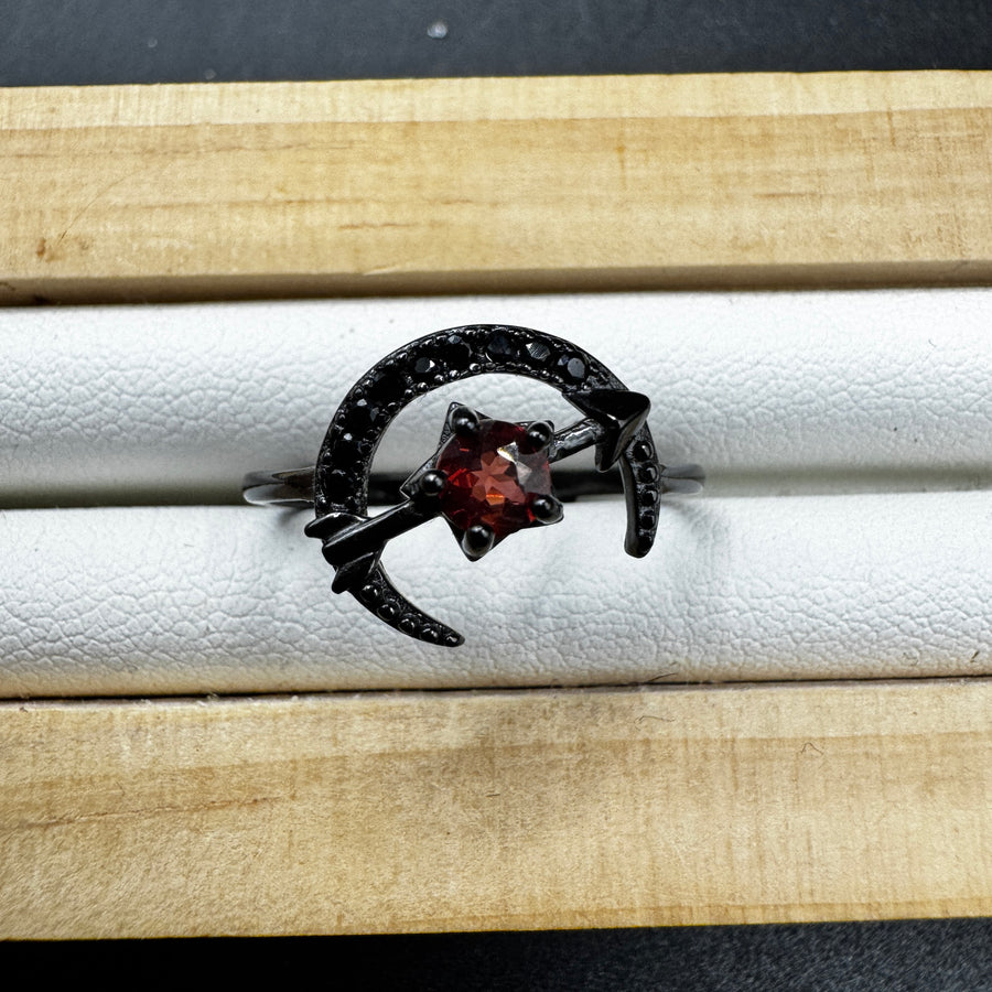 Garnet Moon S925 Halloween Ring
