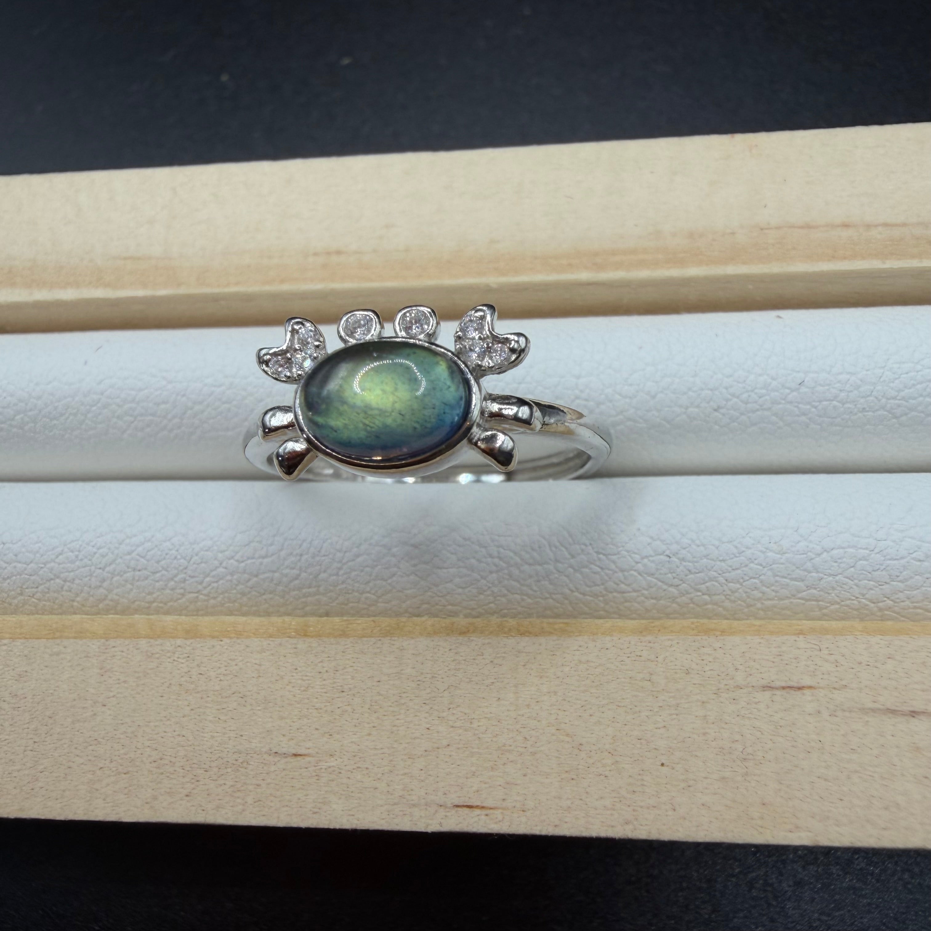Labradorite Crab S925 Adjustable Ring