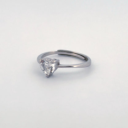 Clear Quartz HeartS925 Adjustable Ring