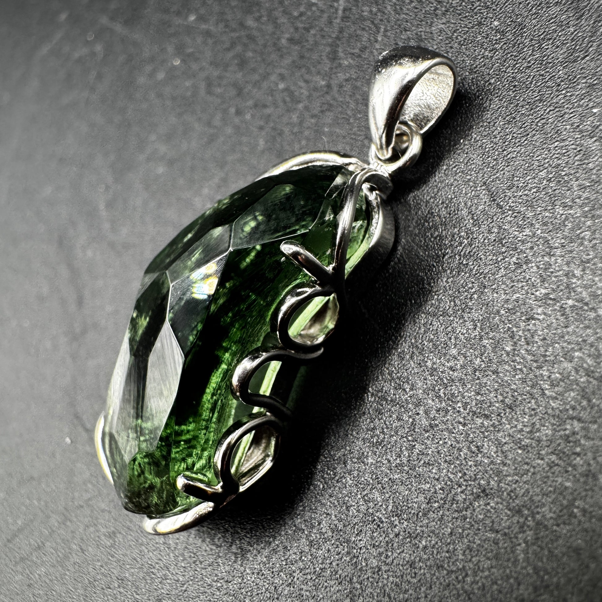 Large Moldavite Freeform S925 Certified Necklace