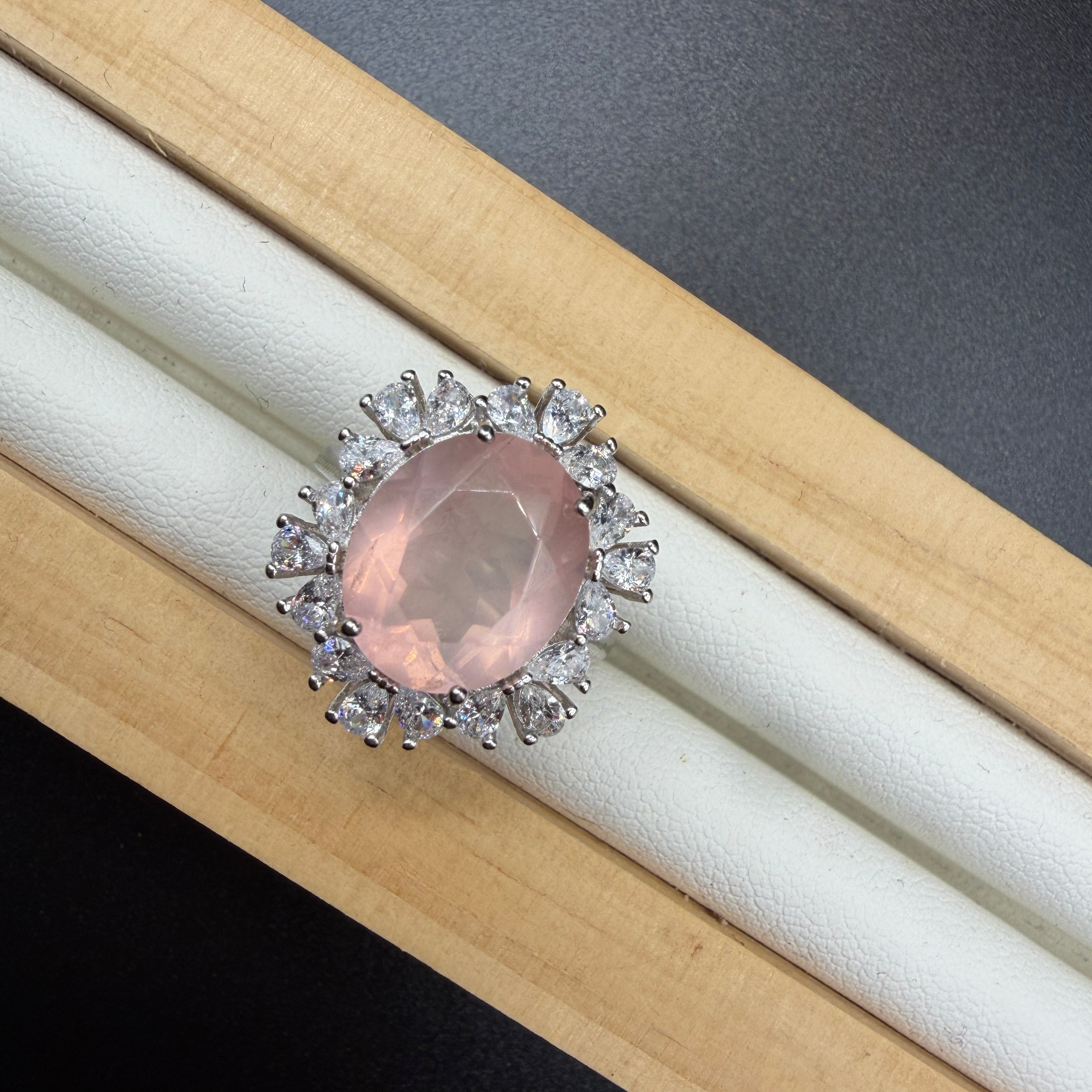 Rose Quartz S925 Adjustable Ring