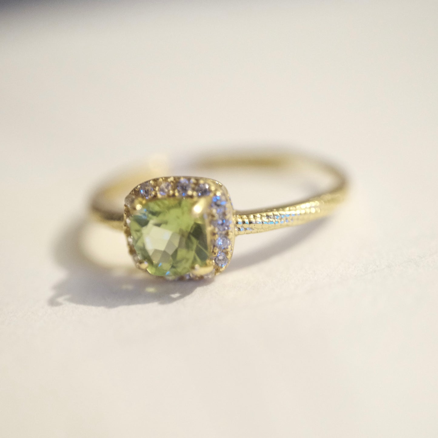 Peridot S925 Gold Adjustable Ring