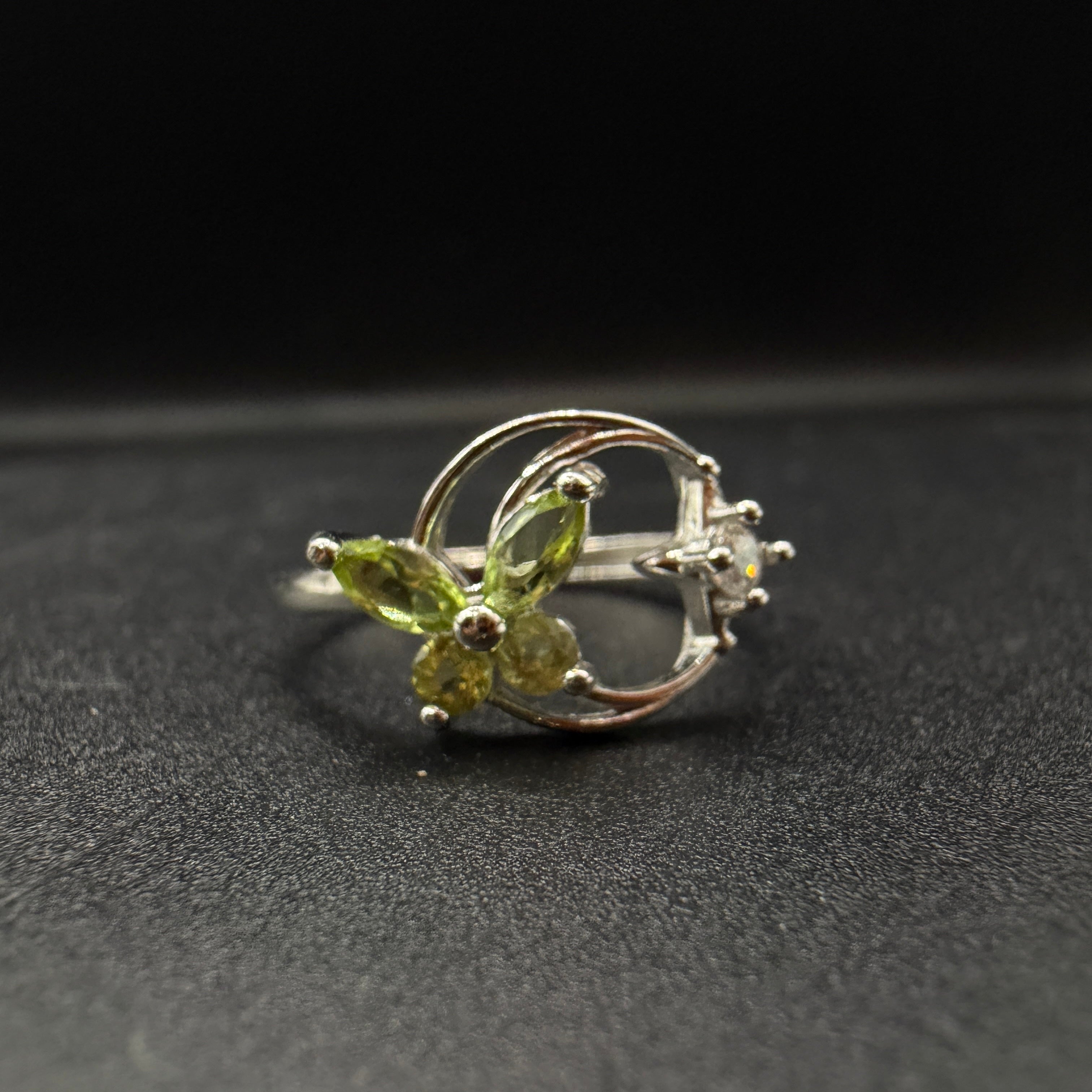 Peridot Butterfly S925 Adjustable Ring