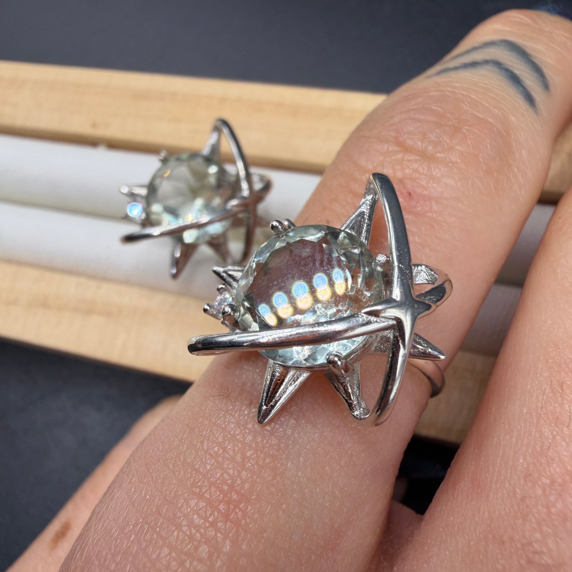 Green Quartz S925 Size I Ring