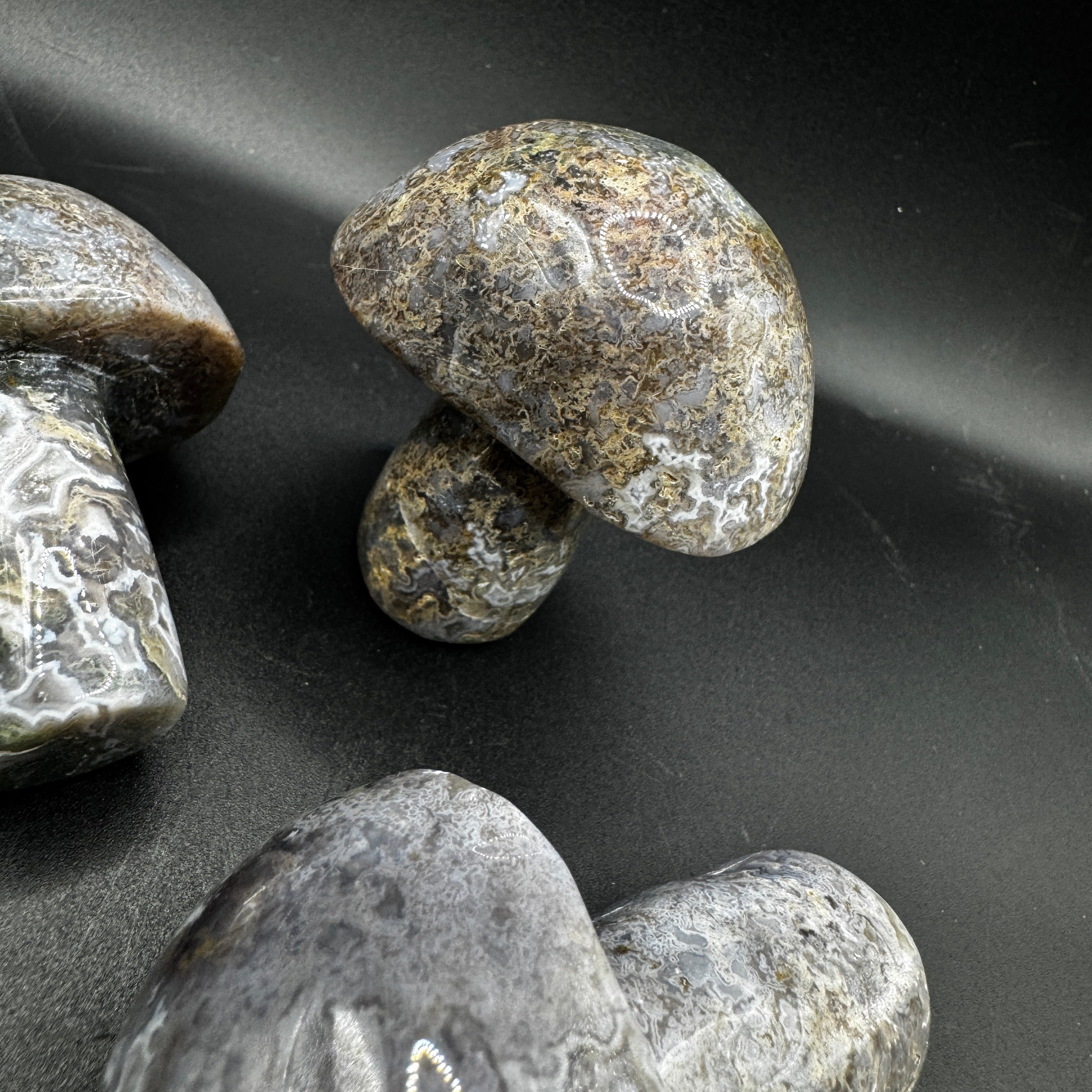 Purple Moss Agate Mushroom Carving