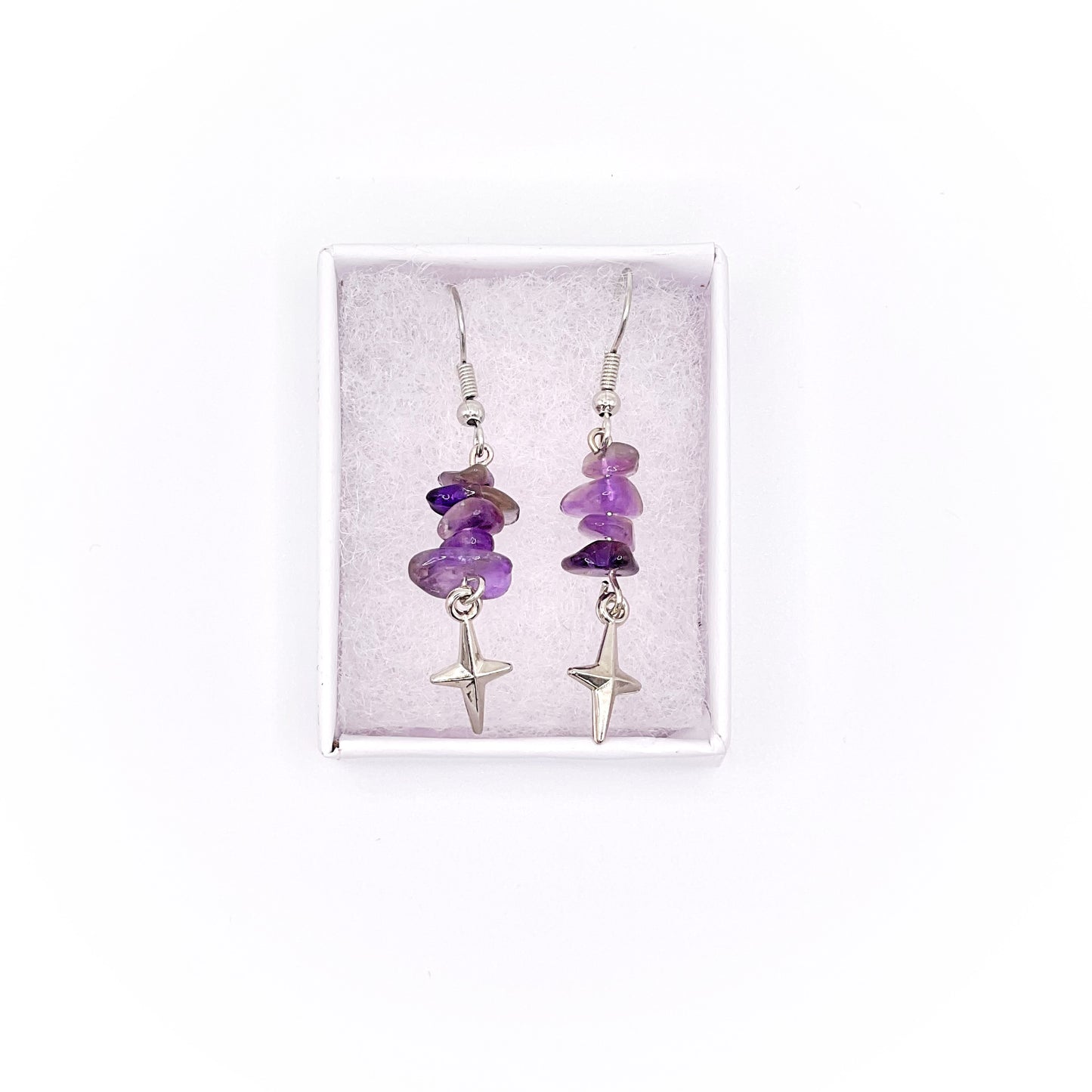 Amethyst Star Drop Earrings