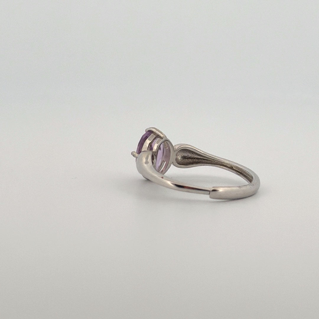 Amethyst Heart S925 Adjustable Ring