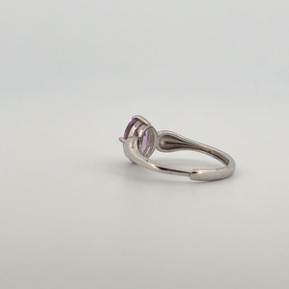 Amethyst Heart S925 Adjustable Ring