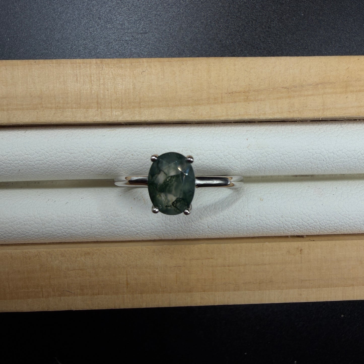 Moss Agate S925 Adjustable Ring