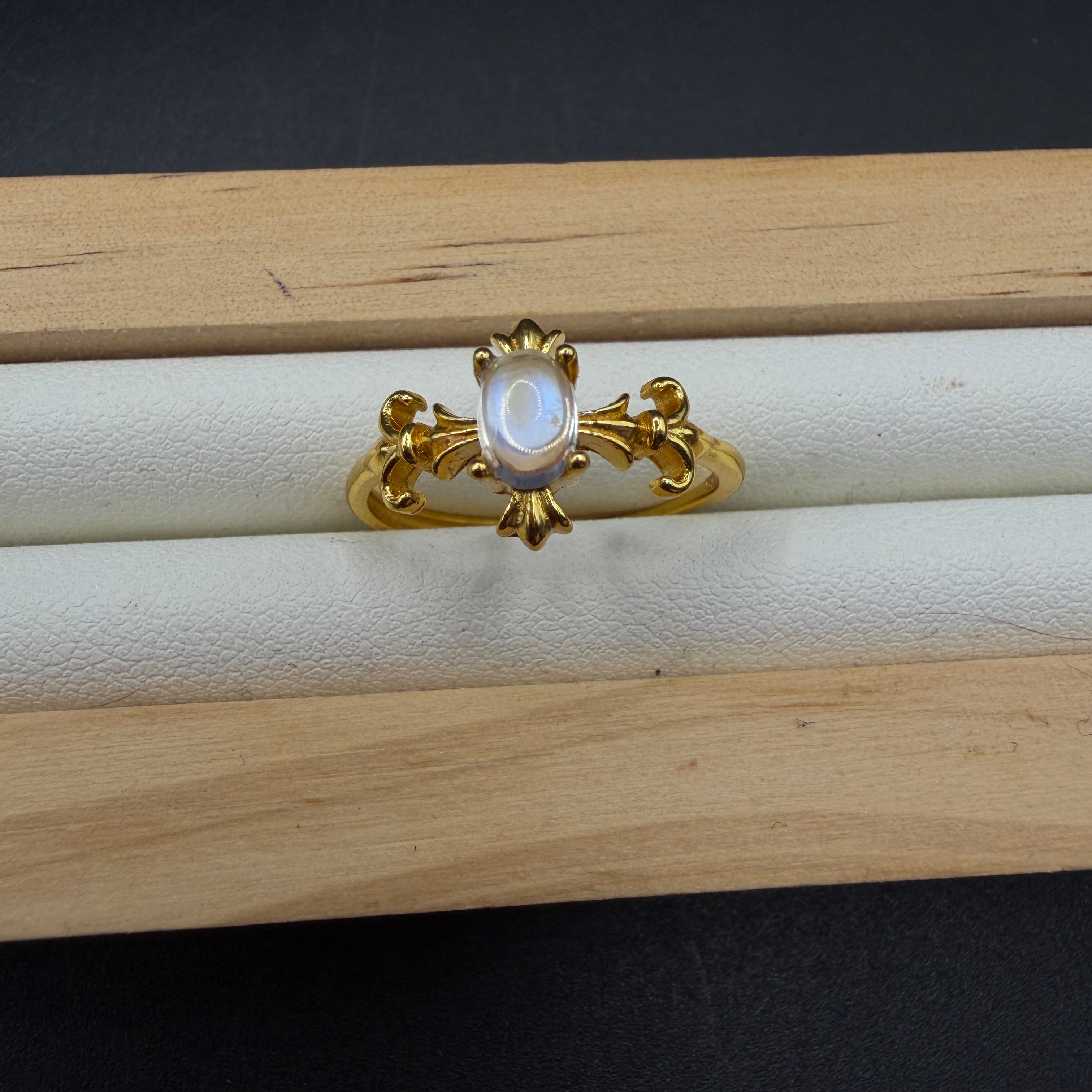 Moonstone S925 Adjustable Gold Played Ring