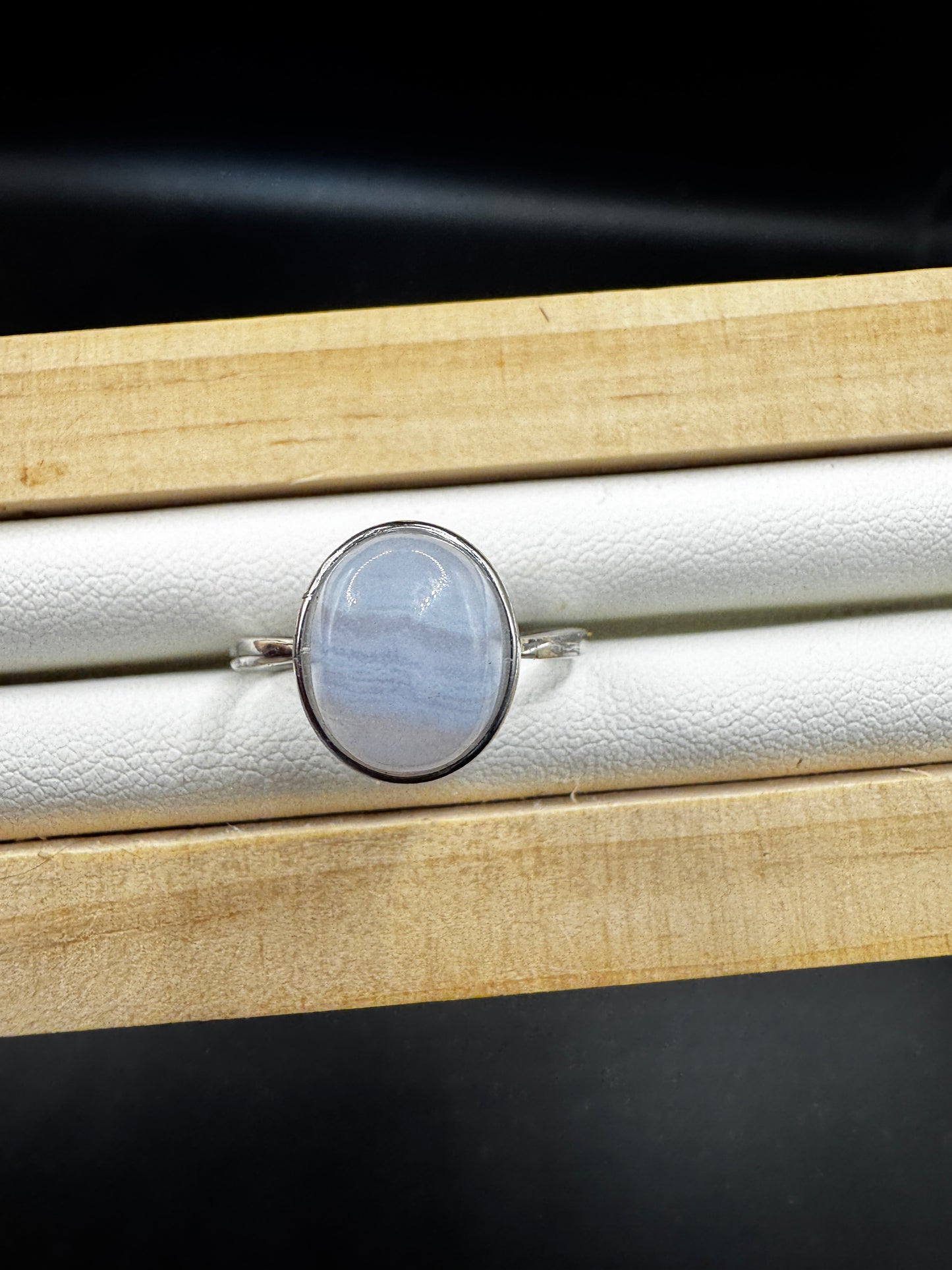 Blue Lace Agate S925 Adjustable Ring