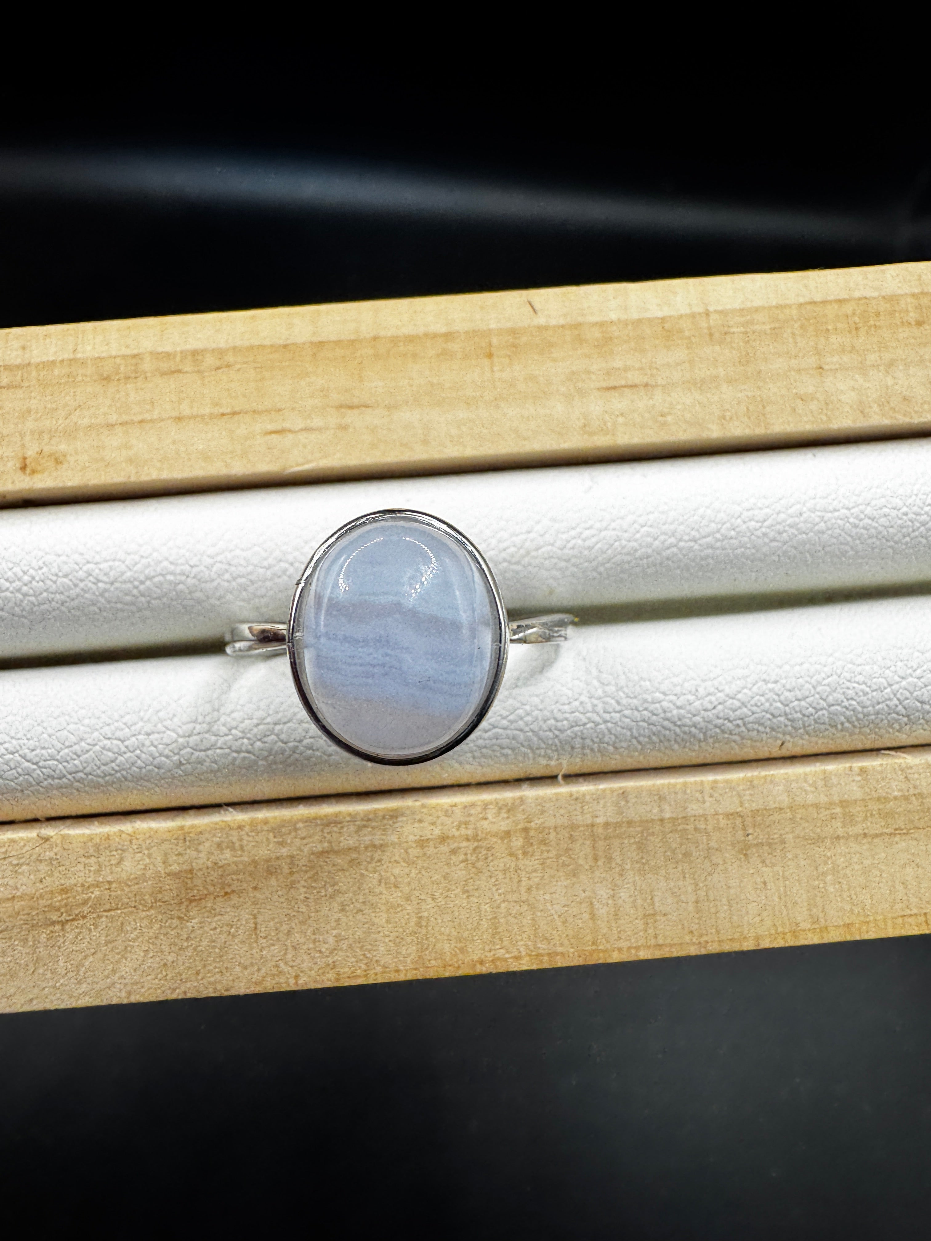 Blue Lace Agate S925 Adjustable Ring