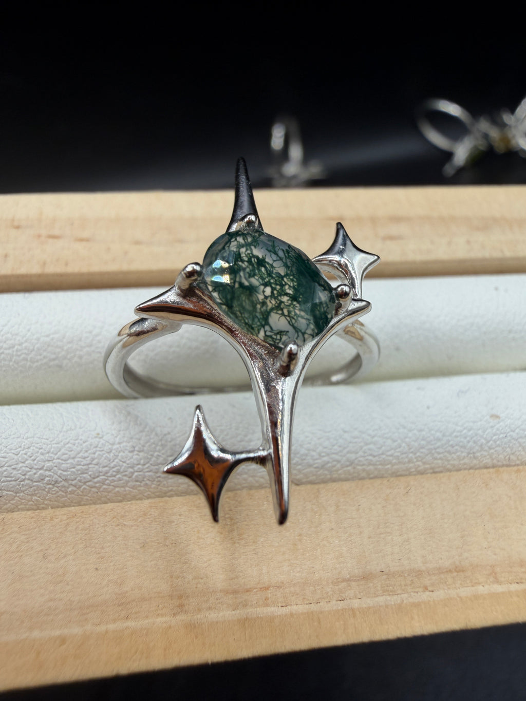 Moss Agate Signature Star Ring