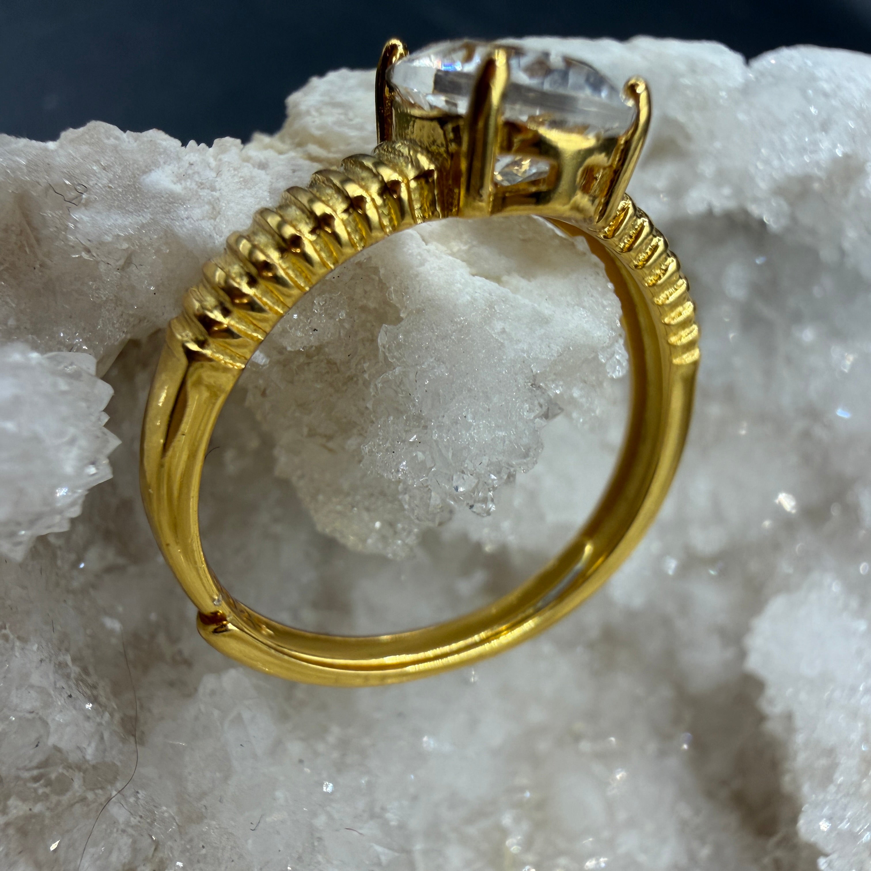 Clear Quartz S925 Adjustable Ring