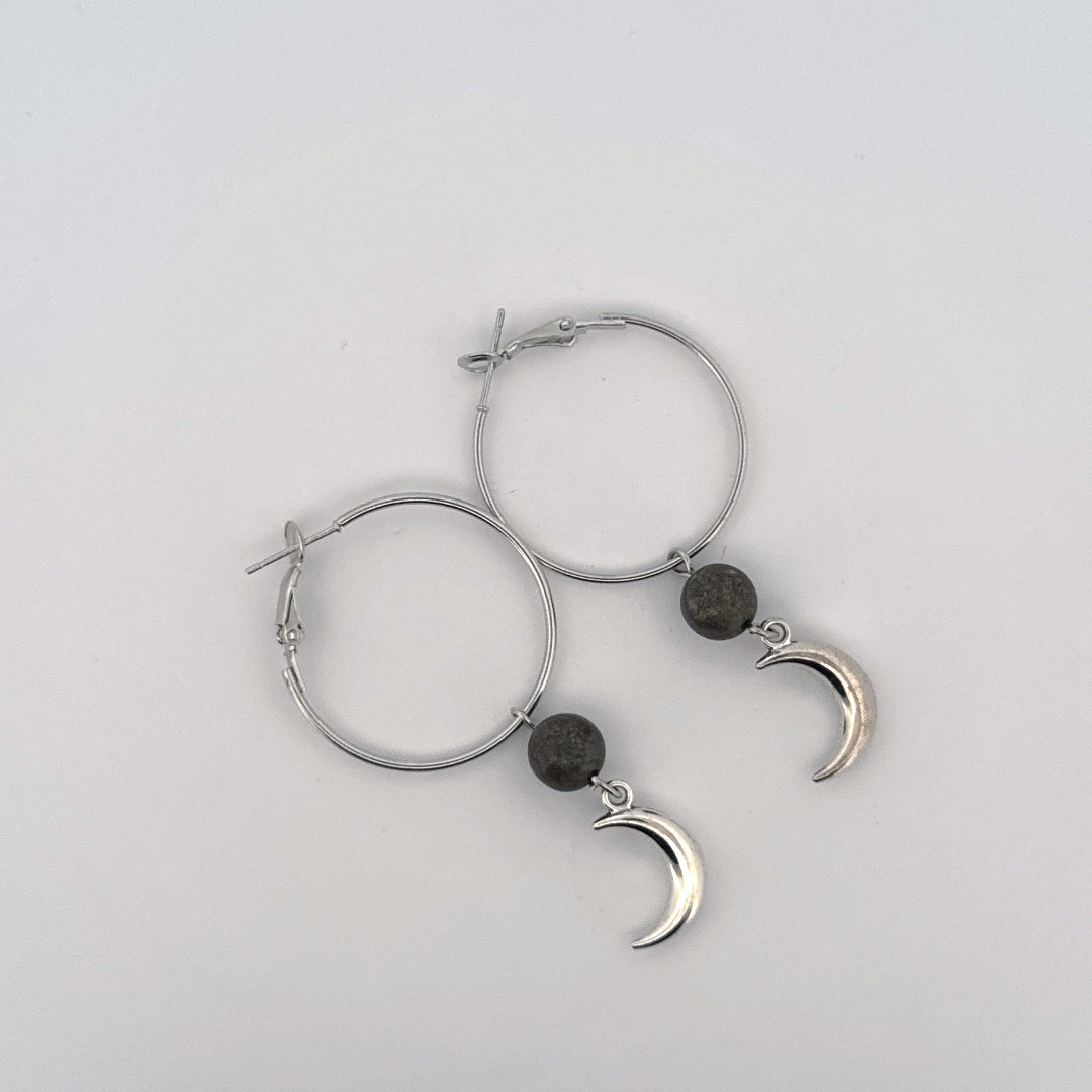 Pyrite Moon Handmade Hoop Earrings