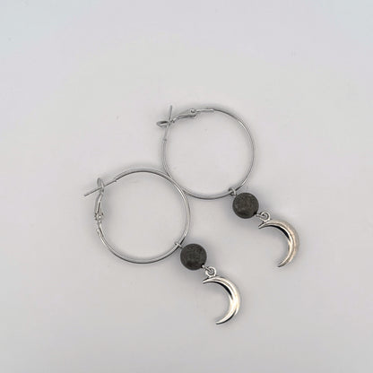 Pyrite Moon Handmade Hoop Earrings