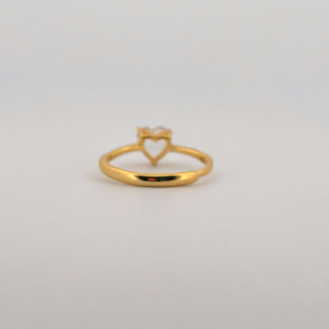 Clear Quartz Heart Gold S925 Adjustable Ring