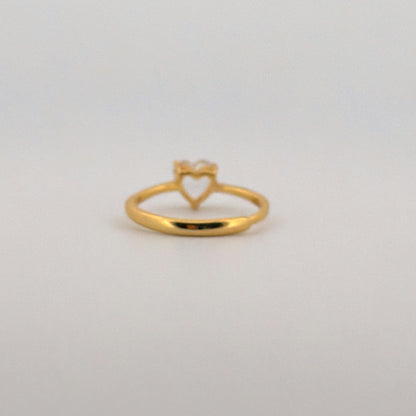 Clear Quartz Heart Gold S925 Adjustable Ring