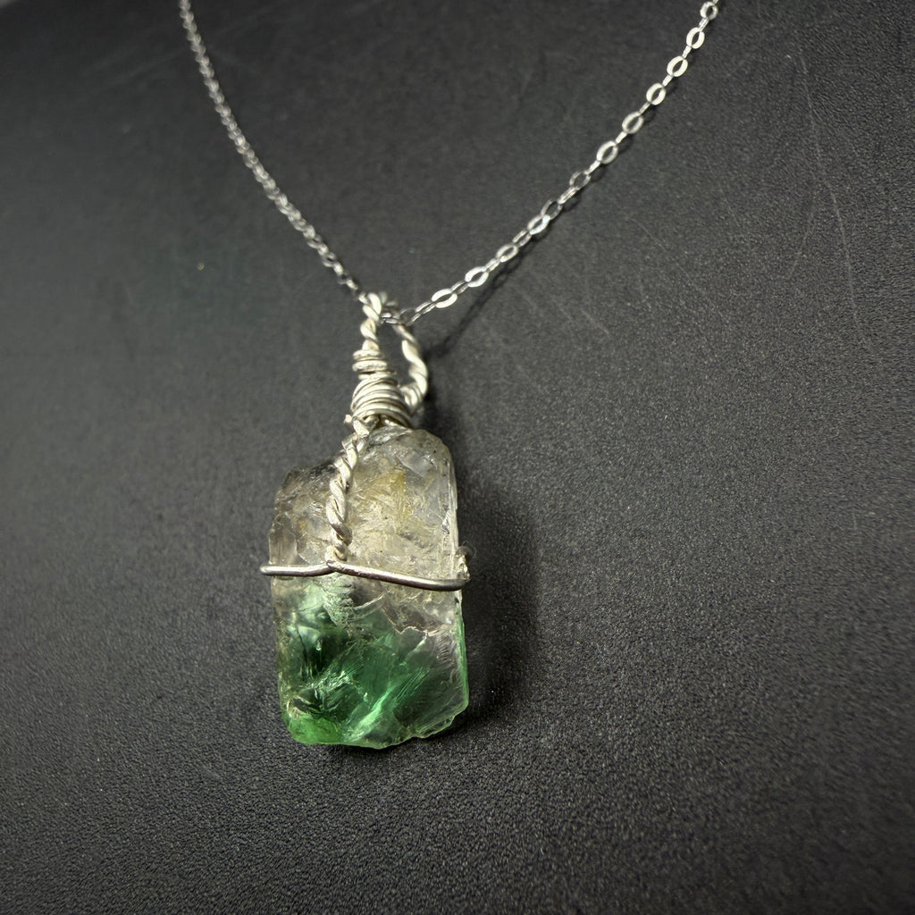 Green Lemurian Fluorite S925 Handmade Necklace