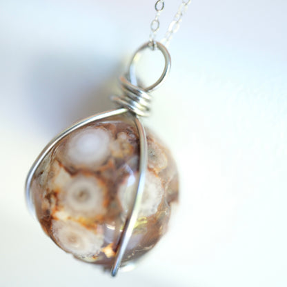 Flower Agate Handmade Necklace with S925 Chain