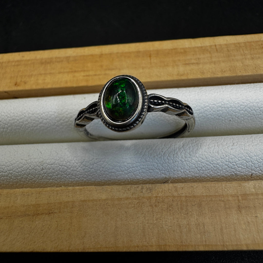 Black Opal S925 Adjustable Ring