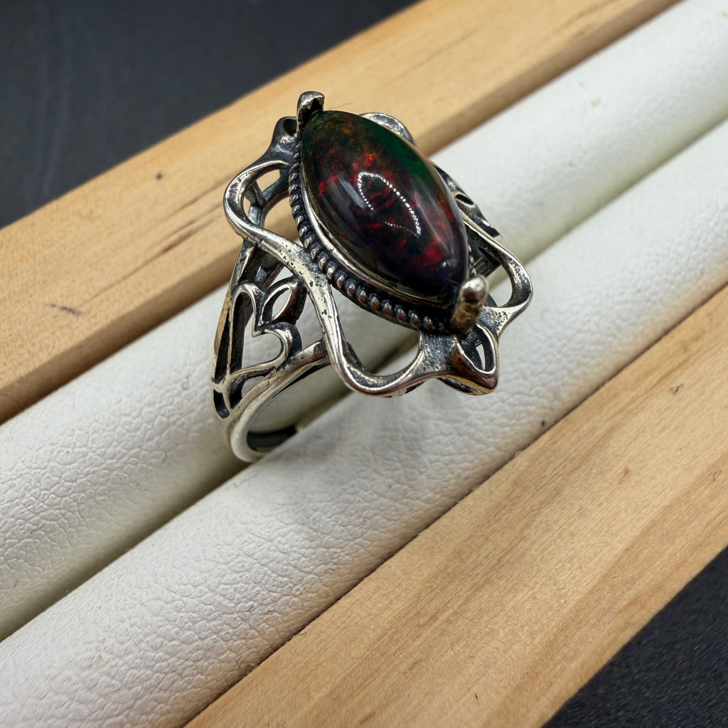 Black Opal S925 Adjustable Ring