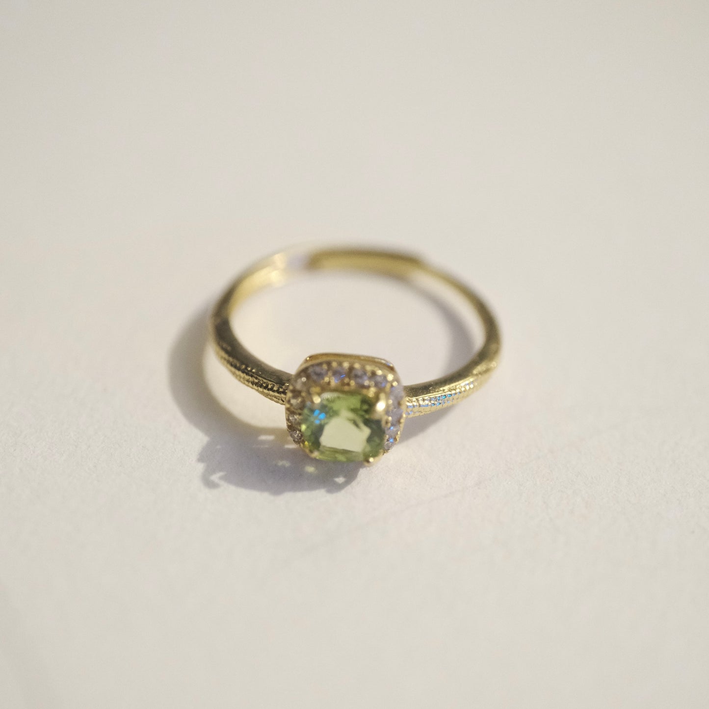 Peridot S925 Gold Adjustable Ring
