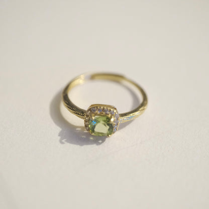 Peridot S925 Gold Adjustable Ring