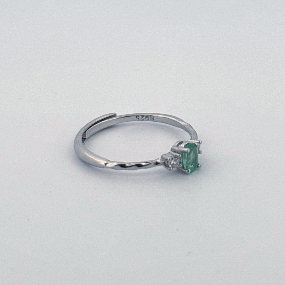 Emerald S925 Adjustable Ring
